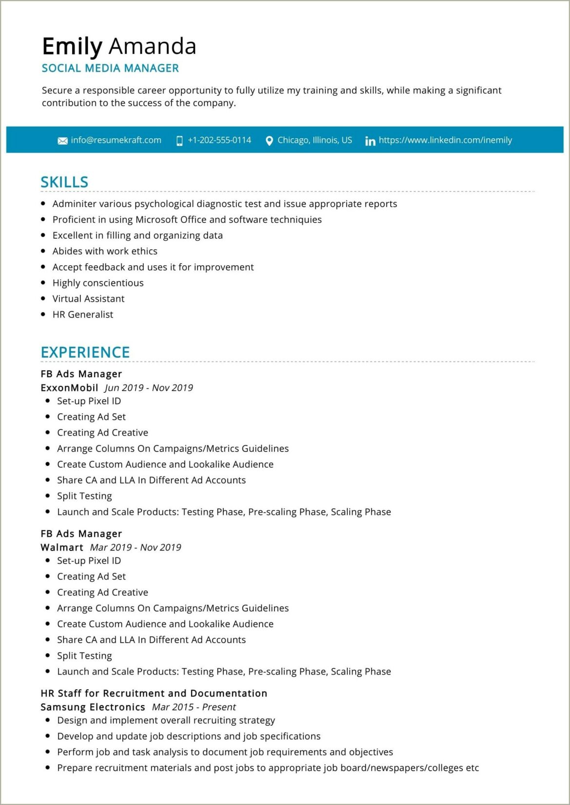 Sample Recruiting Manager Resume In Usa