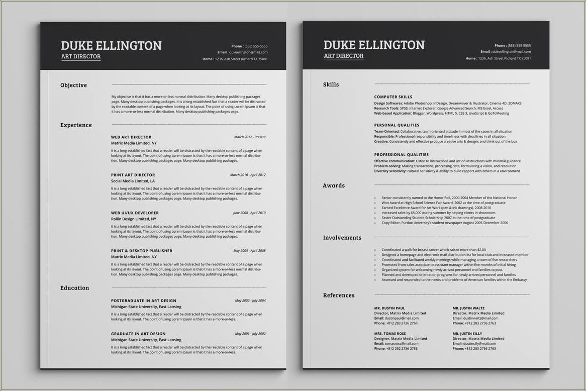 Sample References Page For Professional Resume