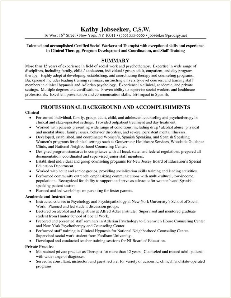 Sample Resume A Student Social Worker