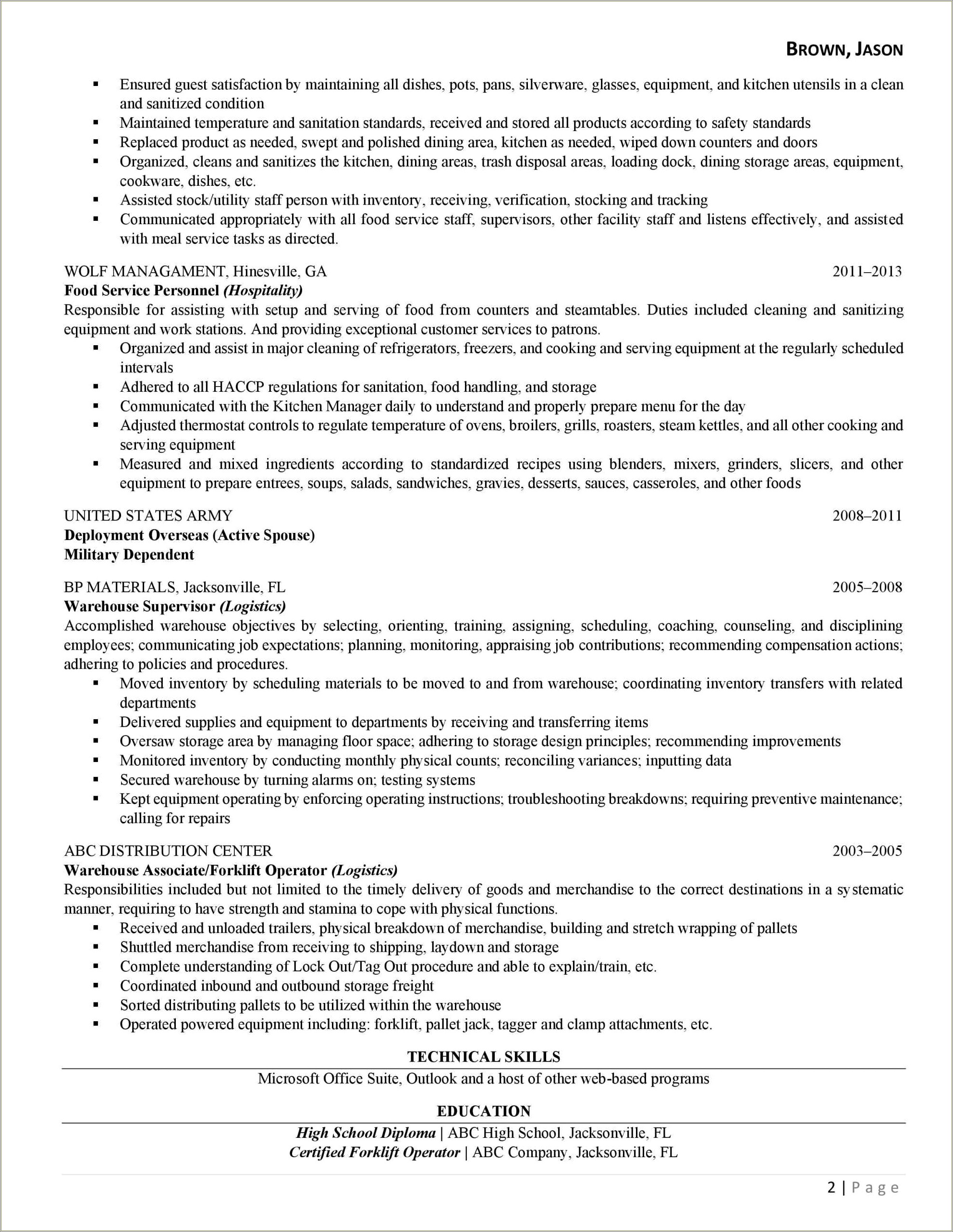 Sample Resume Army Biographical Sketch Example