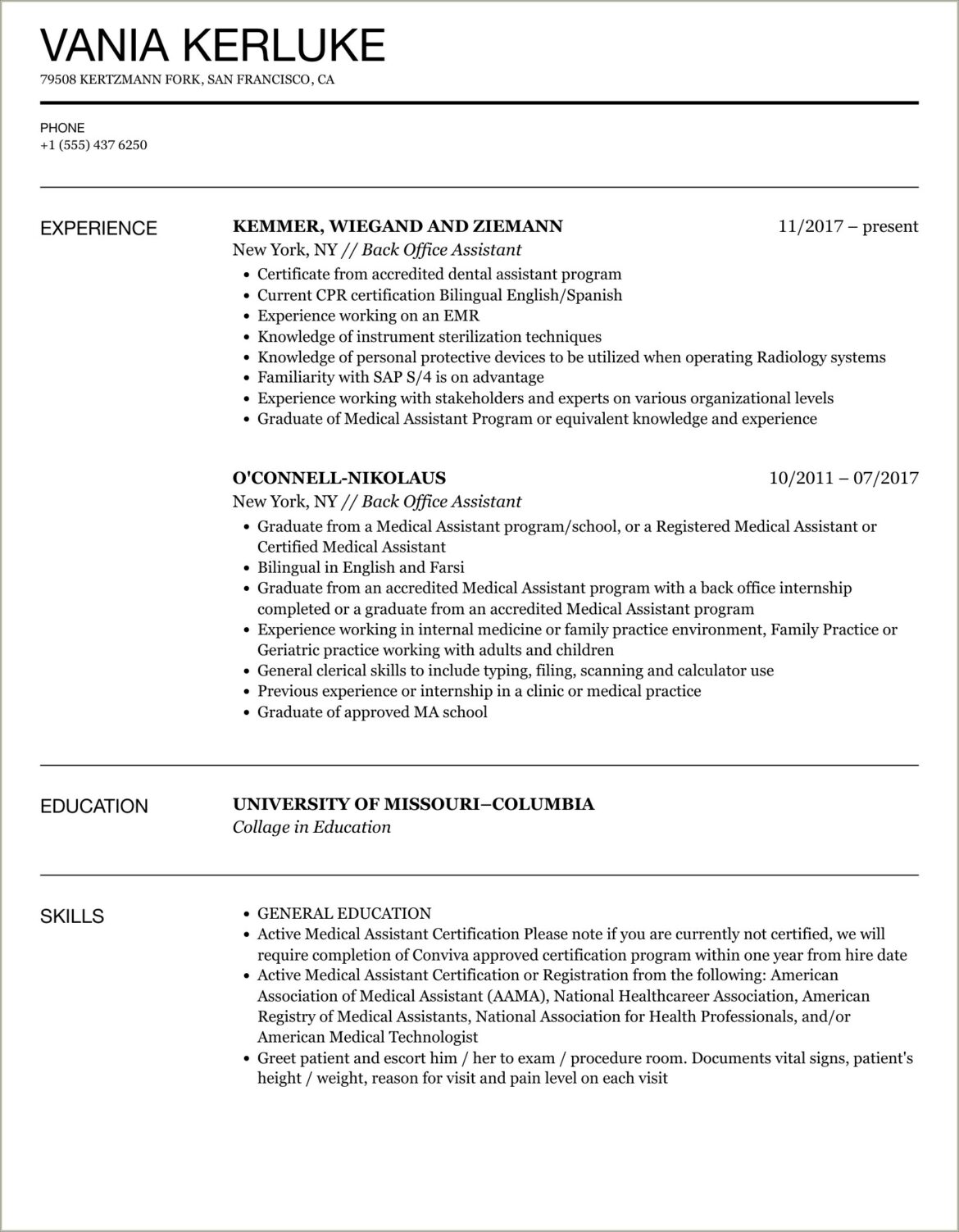 Sample Resume Back Office Executive Stock Broking