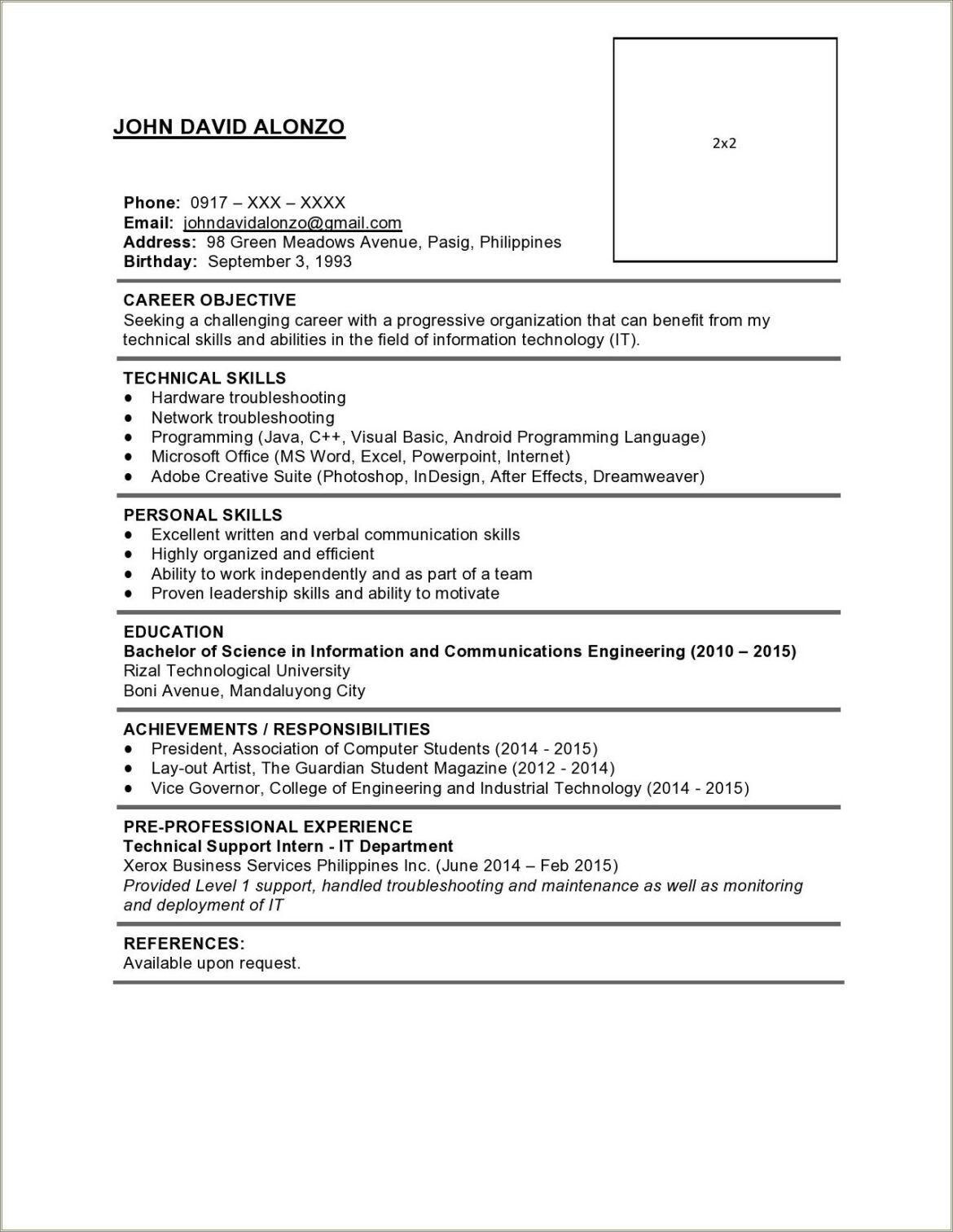 Sample Resume Career Objective Business Field