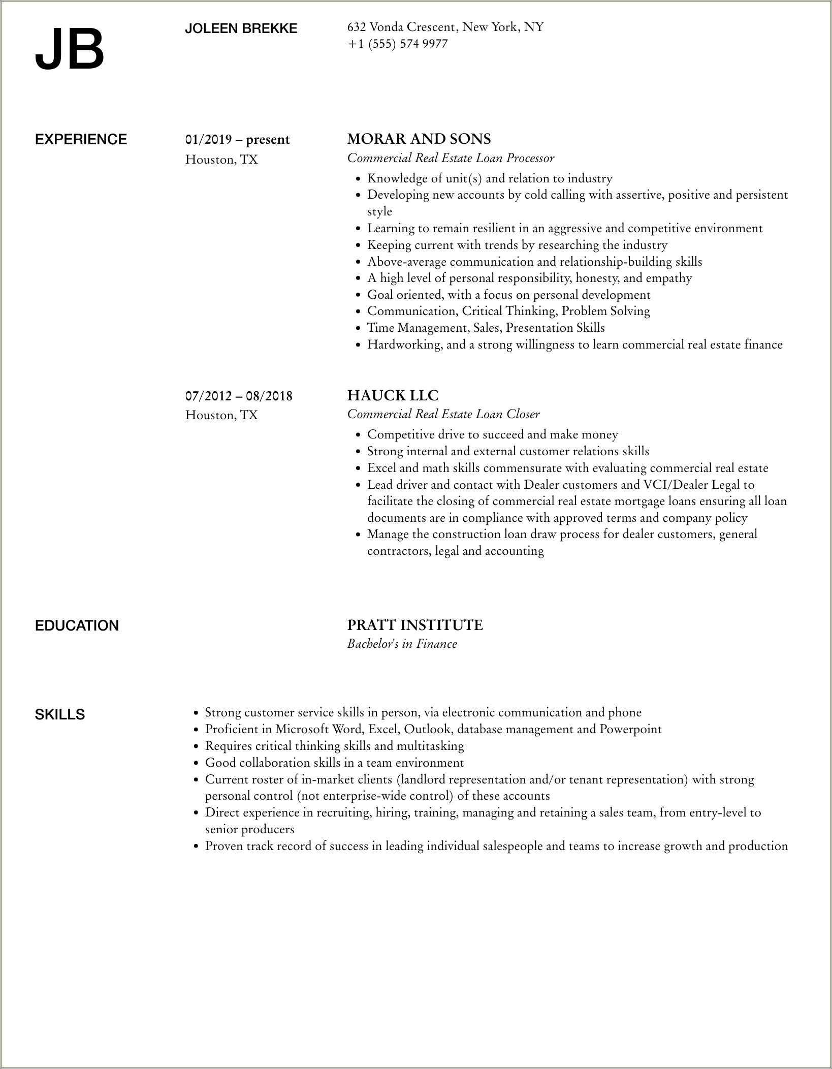 Sample Resume Commercial Real Estate Attorney