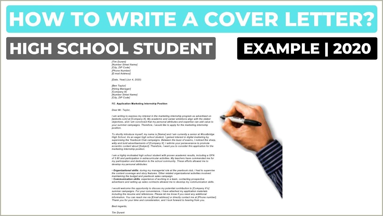 Sample Resume Cover Letter For High School Students