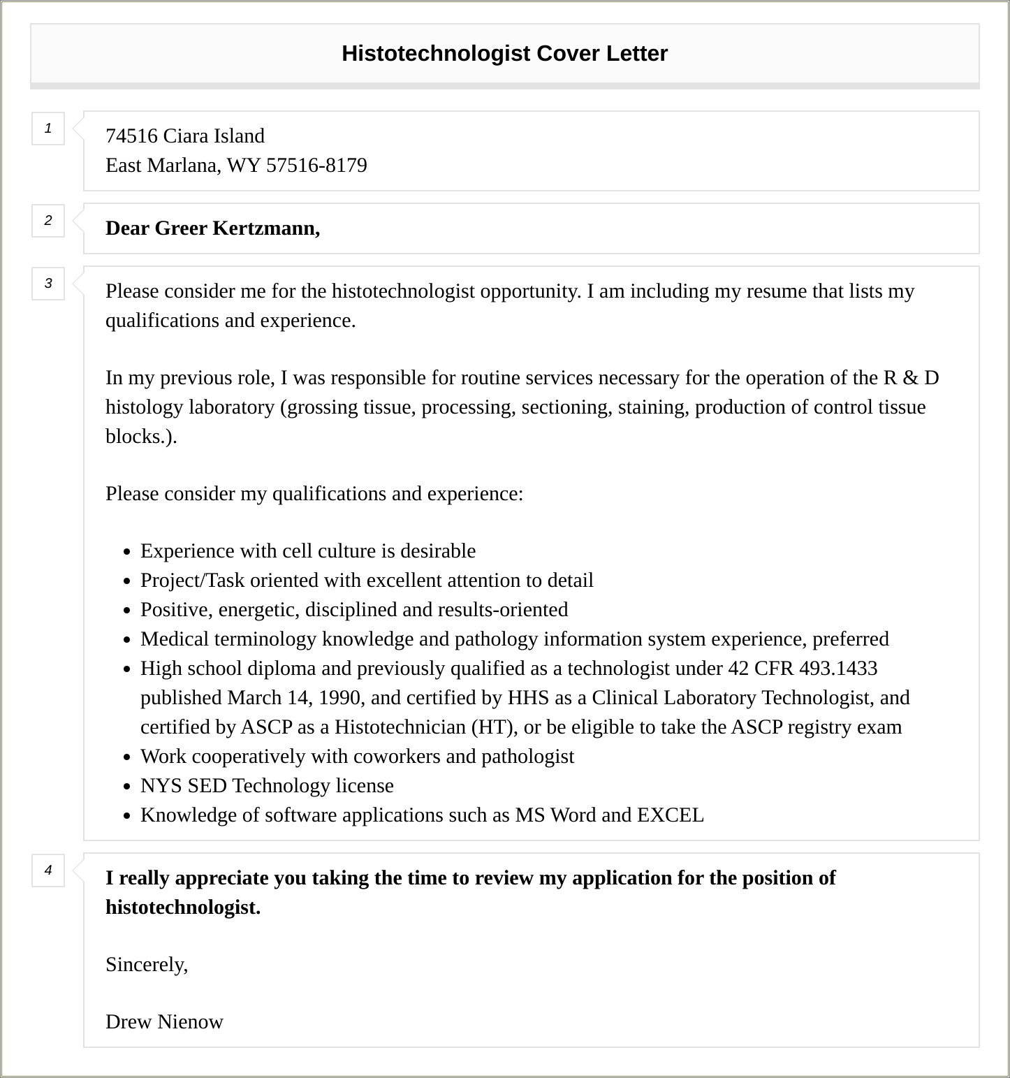 Sample Resume Cover Letter For Histotechnologist Jobs