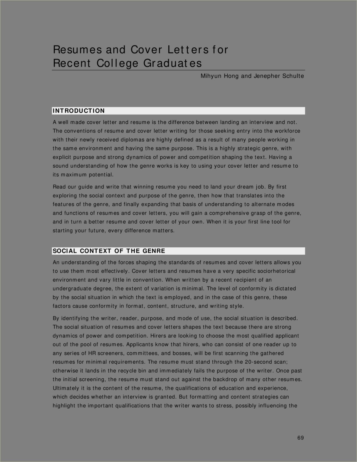 Sample Resume Cover Letter For Recent College Graduate