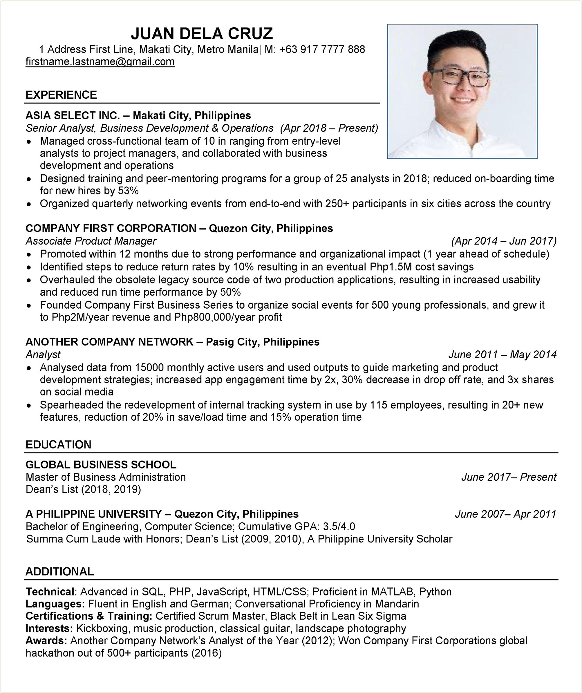 Sample Resume Customer Service Representative Philippines