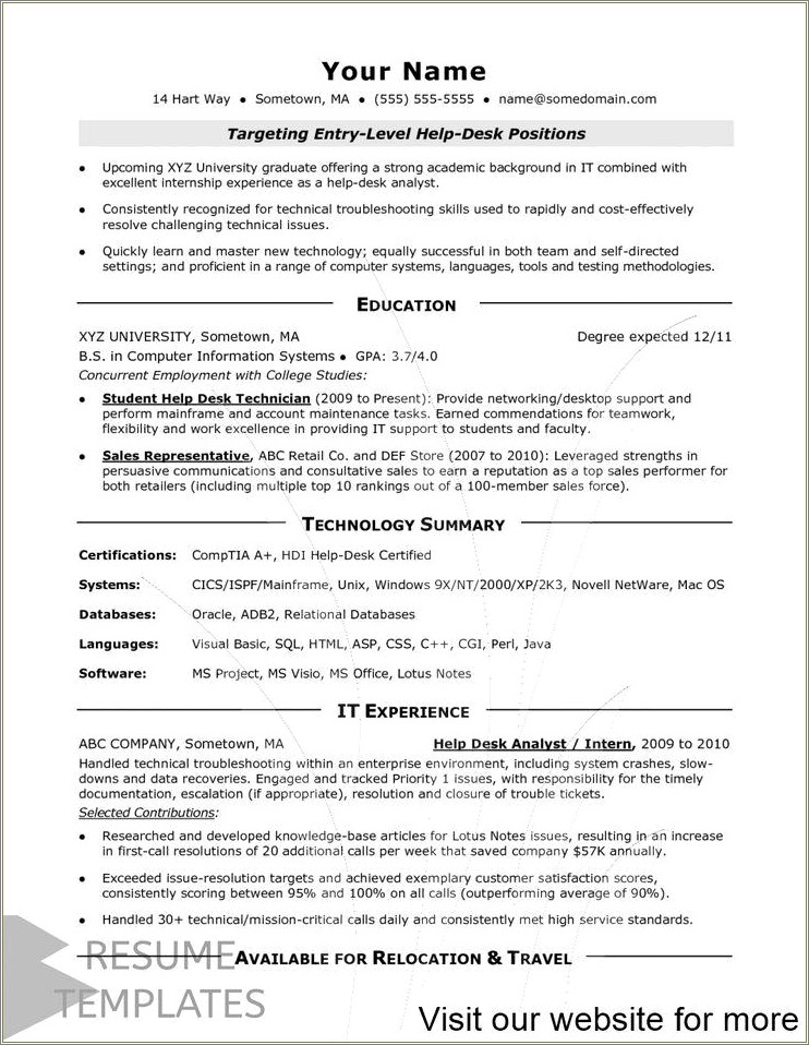Sample Resume For 4 Years Experience In Mainframe
