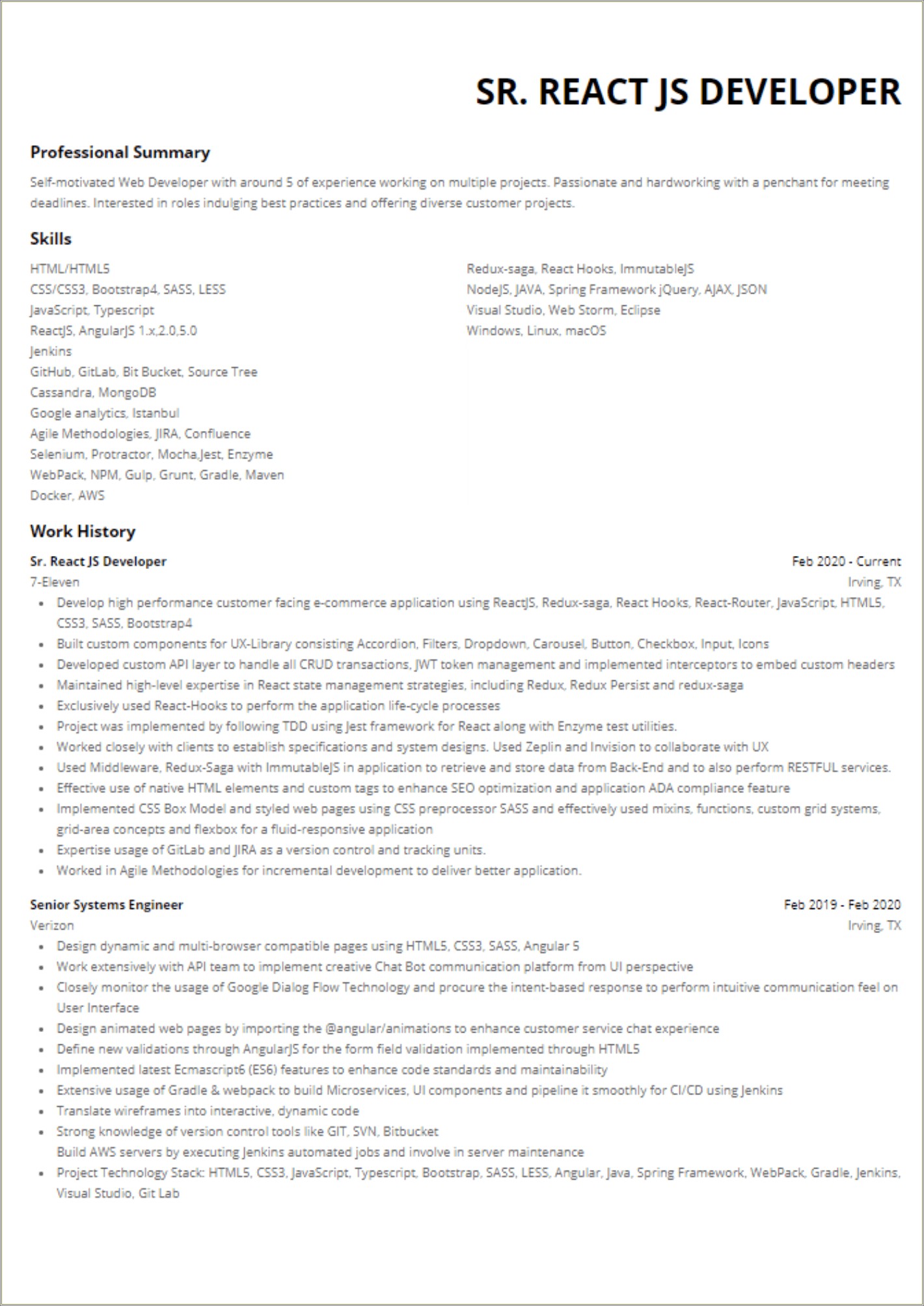 Sample Resume For 8 Years Experience In Java