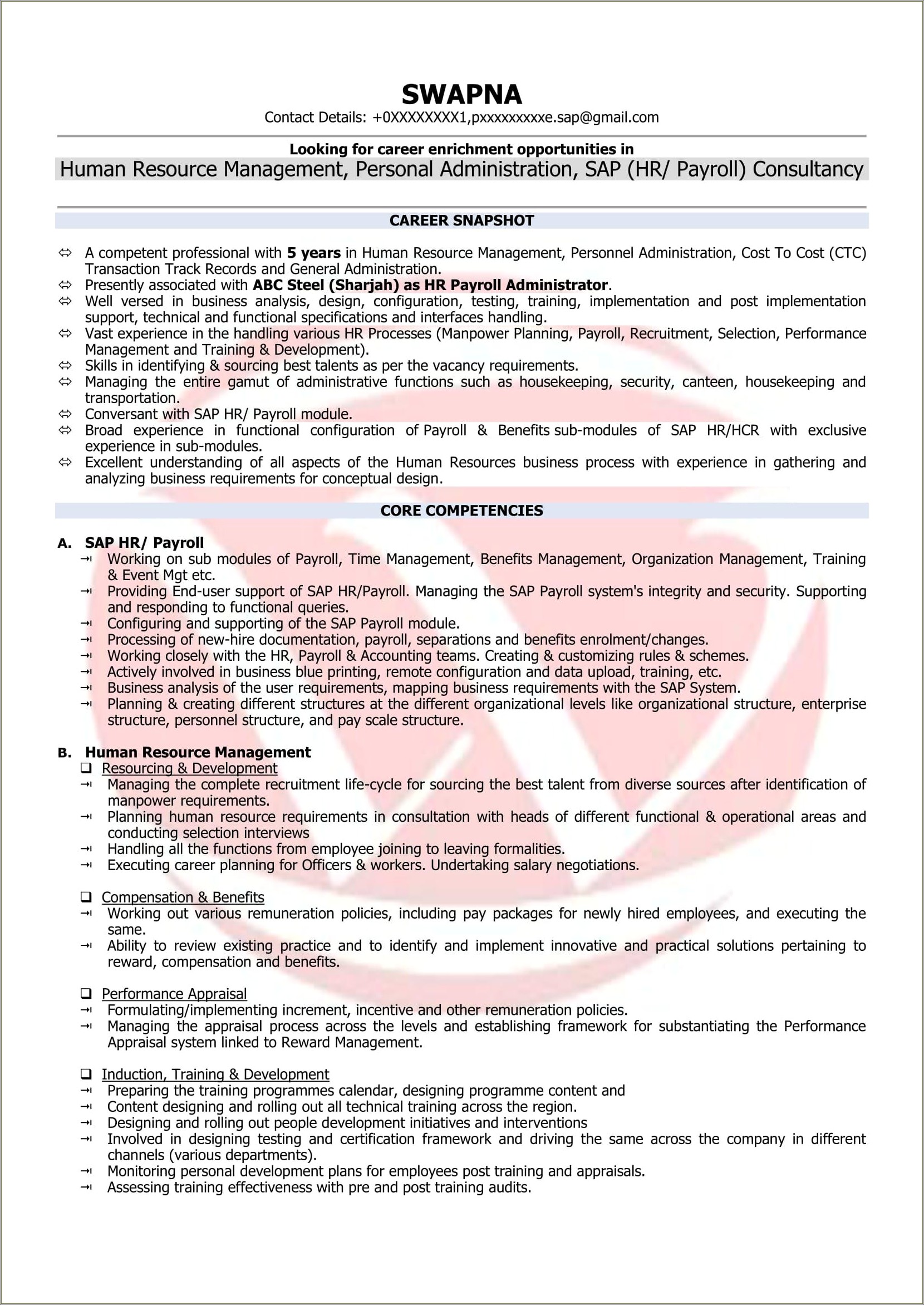 Sample Resume For A Car Benefits Administrator