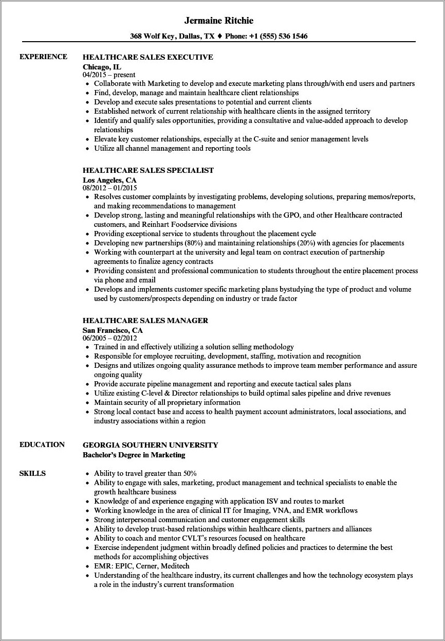Sample Resume For A Healthcare It Professional