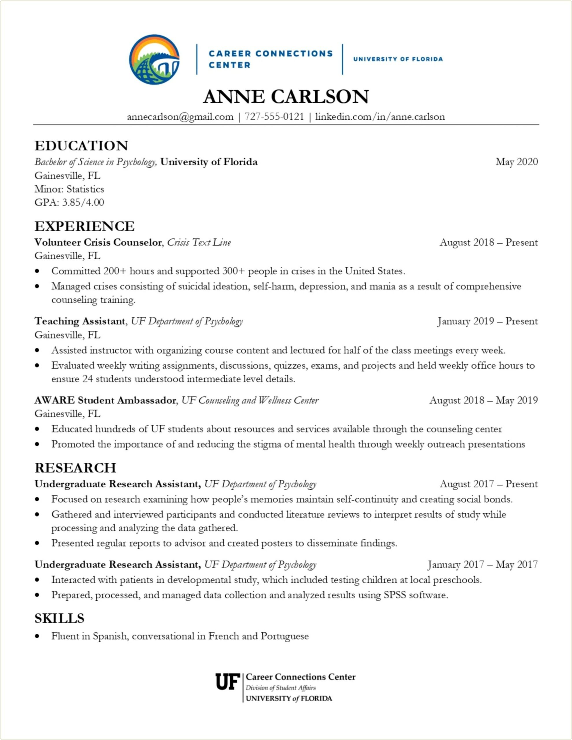 Sample Resume For A Outreach Counselor