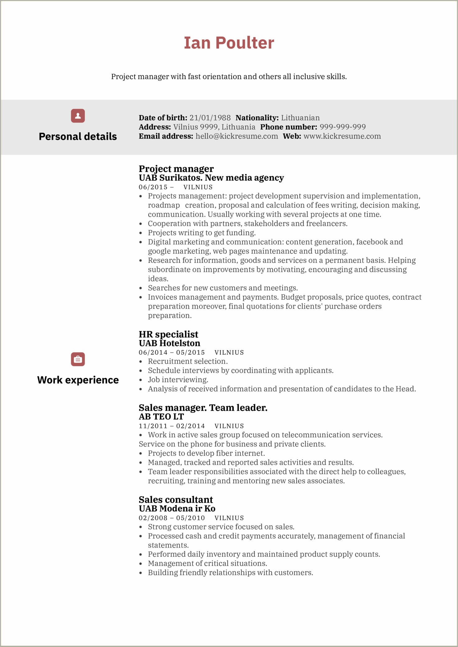 Sample Resume For A Sale Manager Telecomunication