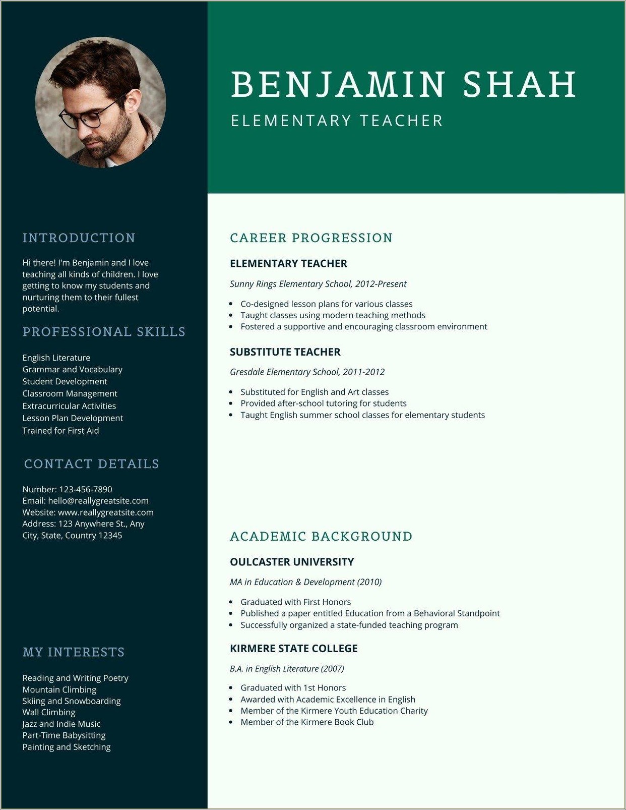 Sample Resume For A Science Teacher