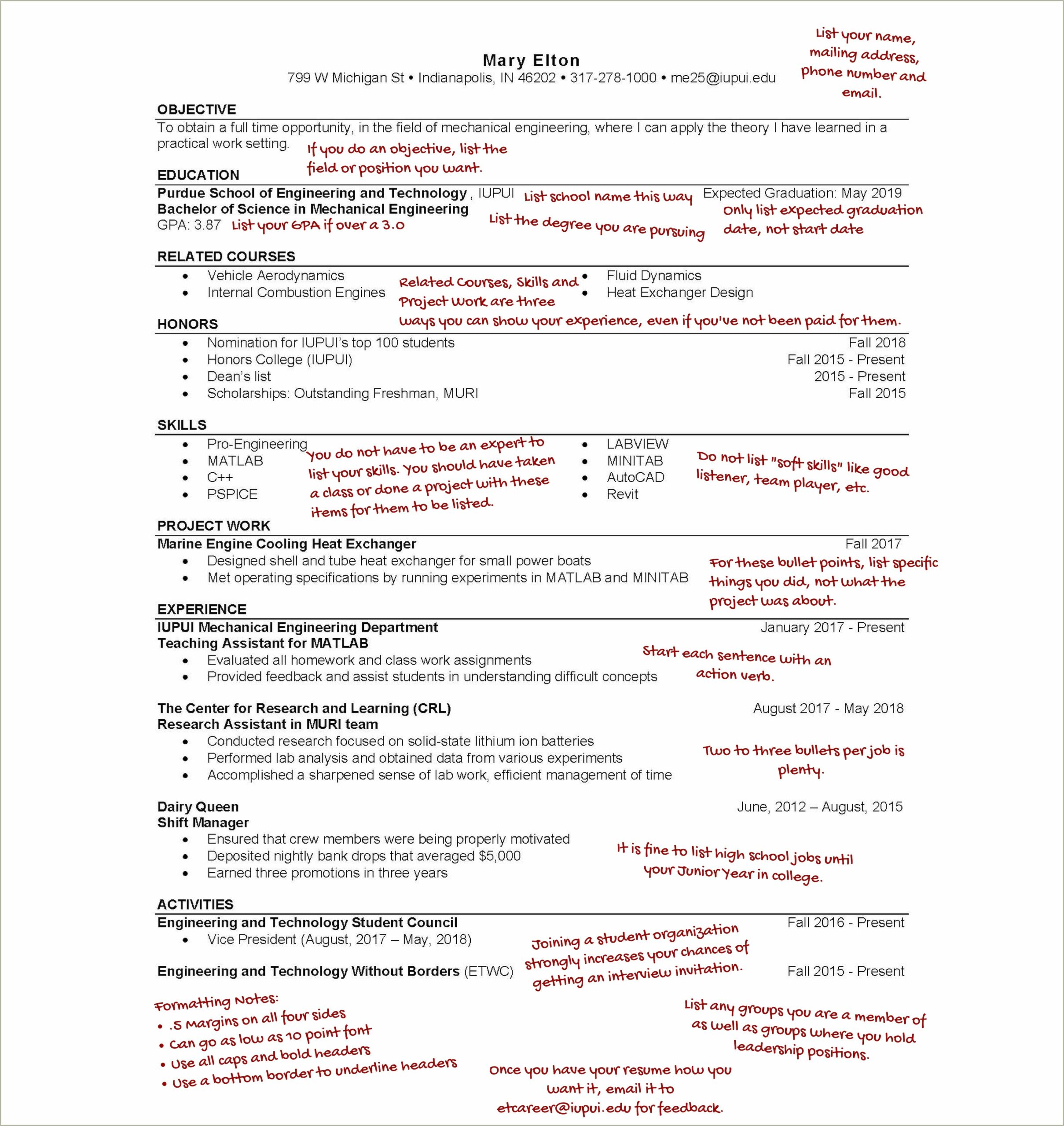 Sample Resume For Academic For Mechanical Engineering Chair
