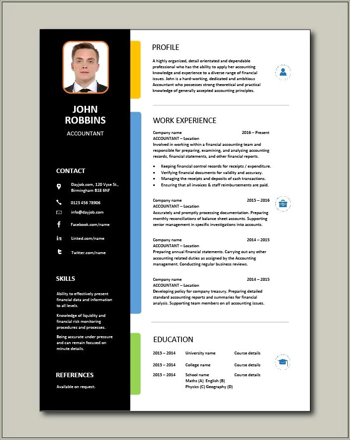 Sample Resume For Accountant In School