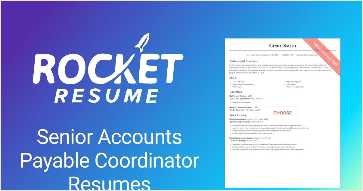 Sample Resume For Accounts Payable Coordinator