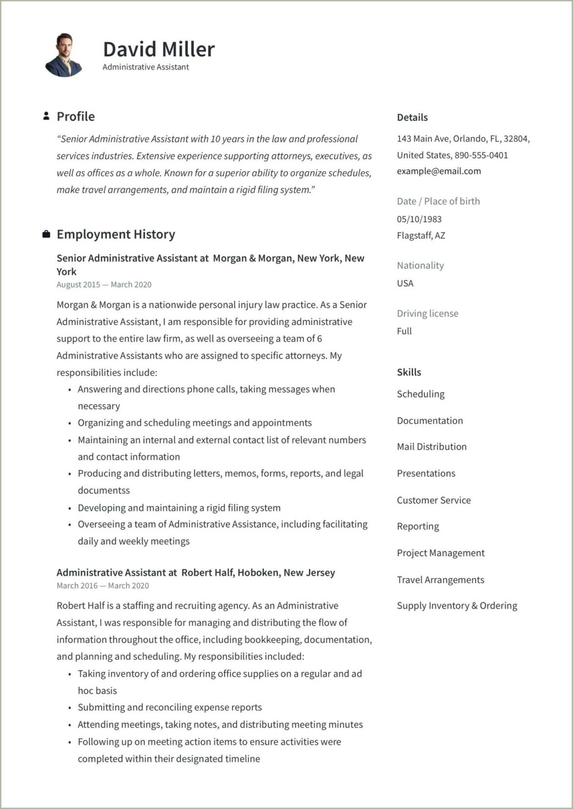 Sample Resume For Administrative Assistant And Customer Service