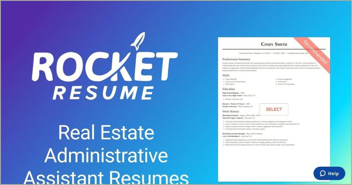 Sample Resume For Administrative Assistant In Real Estate