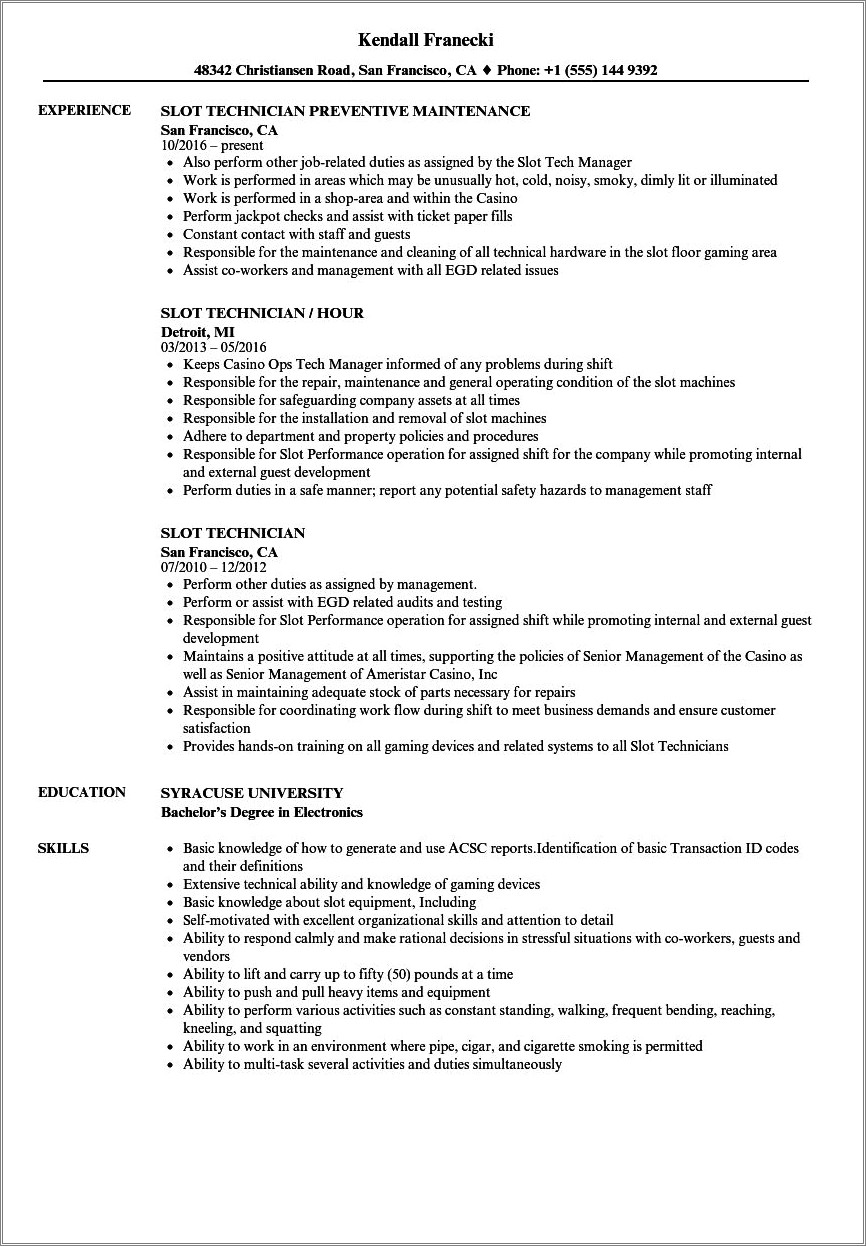 Sample Resume For An Acarde Job