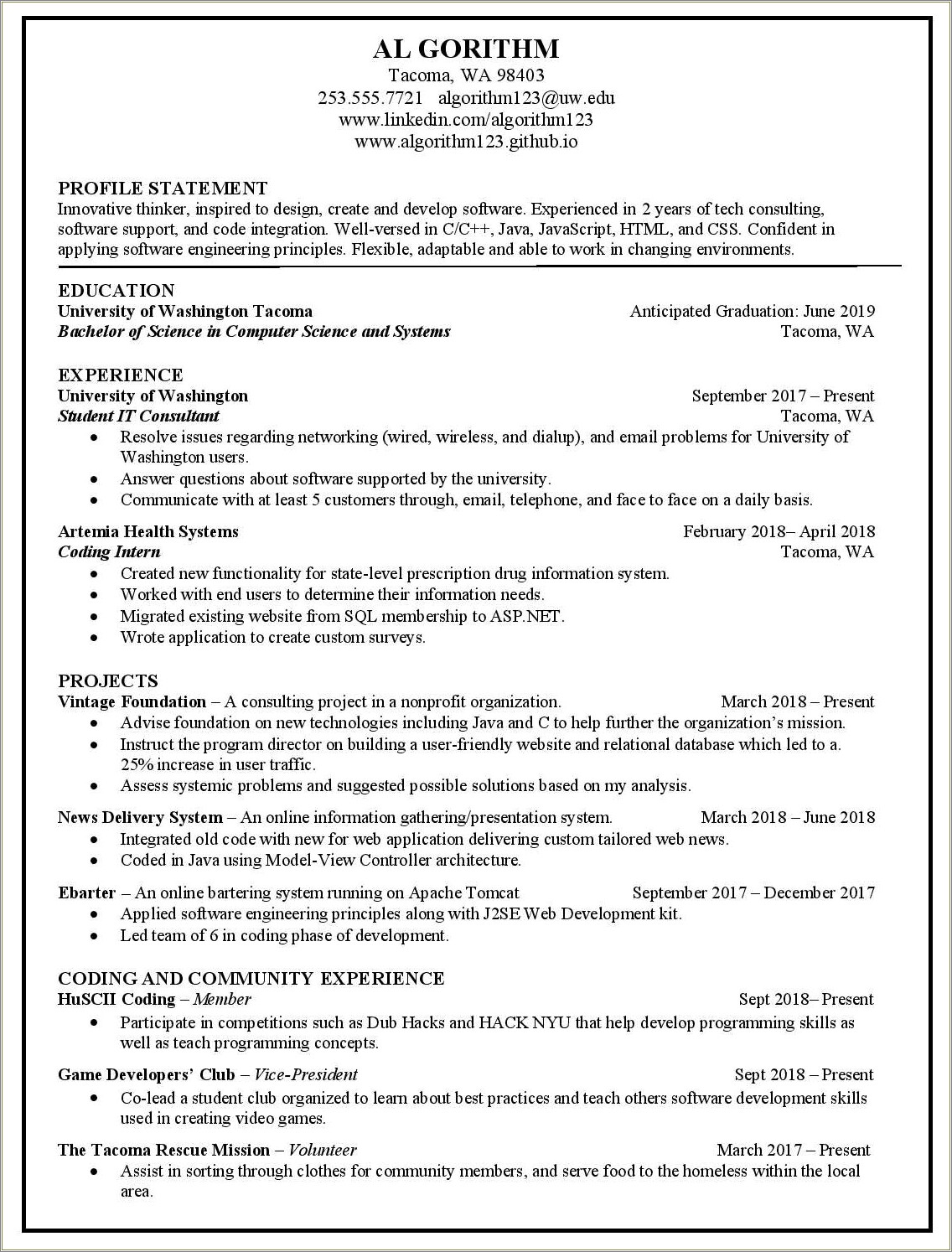 Sample Resume For Applying In School