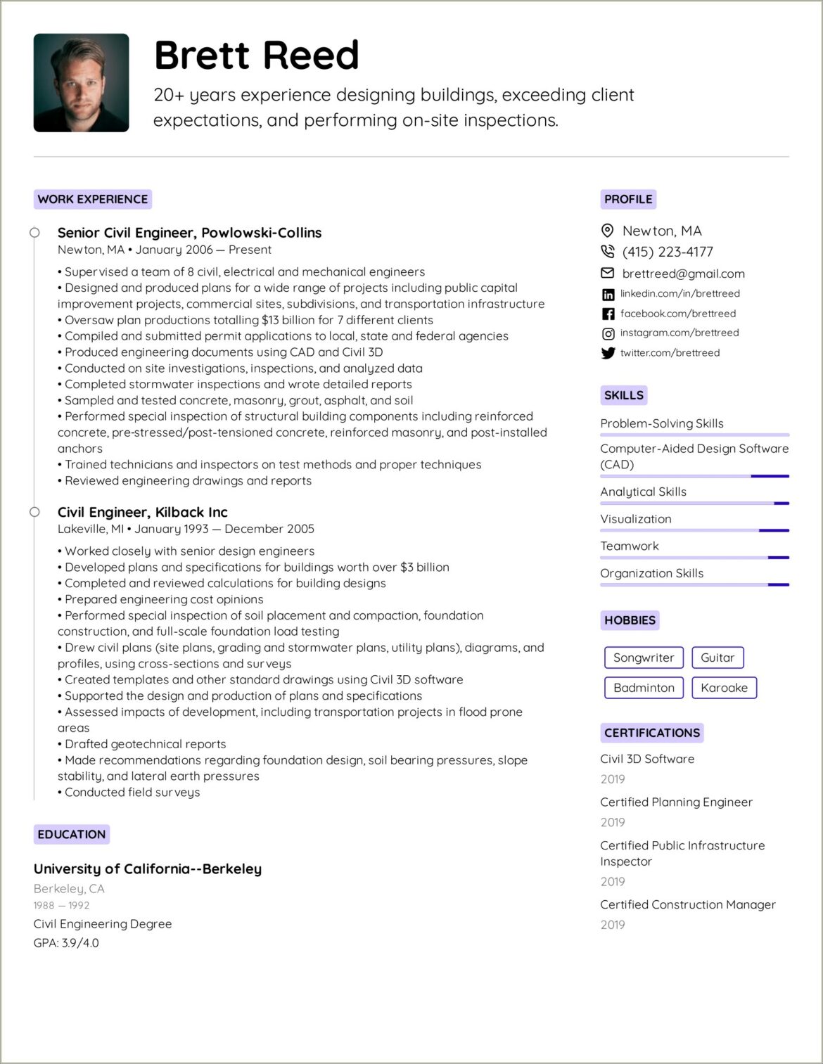 Sample Resume For Assistant Civil Engineer