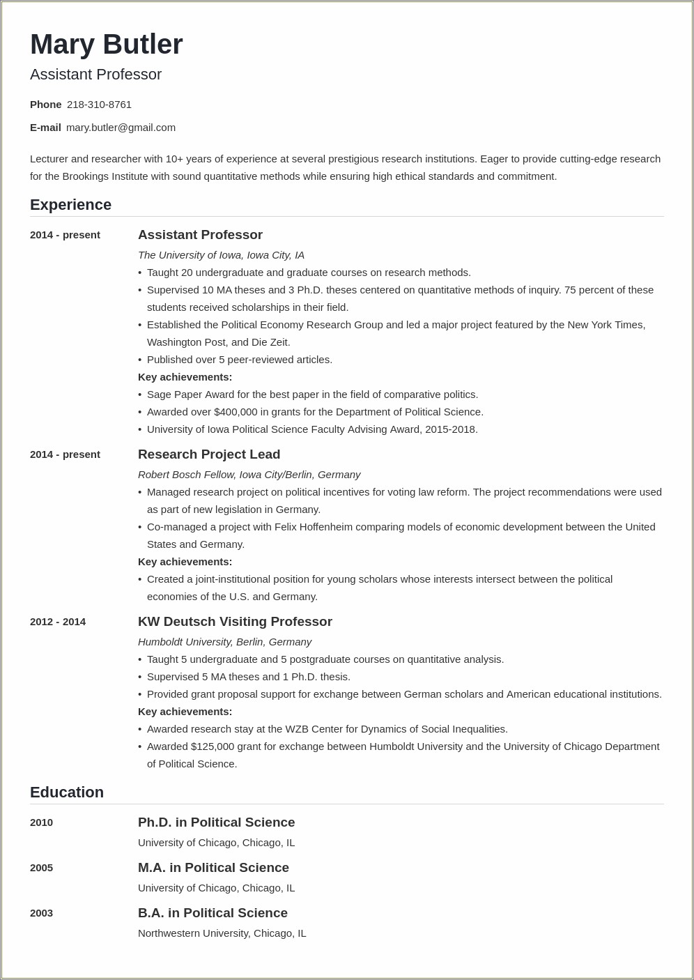 Sample Resume For Associate Professor In Computer Science