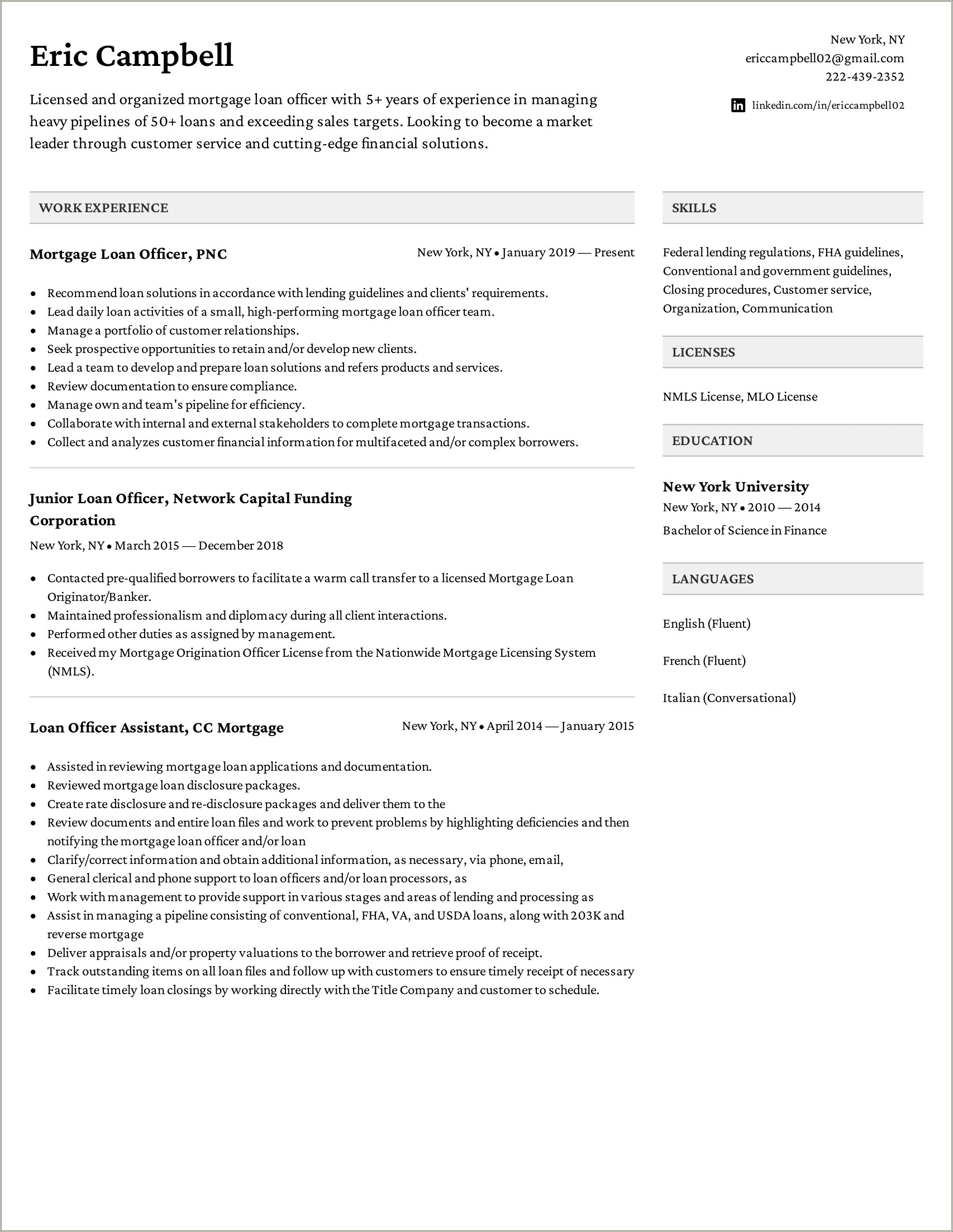Sample Resume For Auto Loan Officer