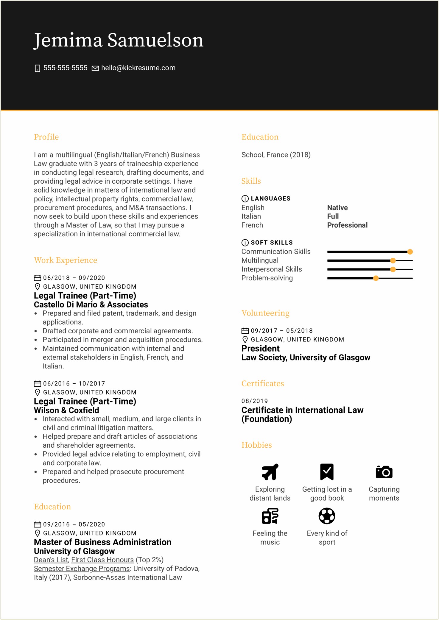 Sample Resume For B School Application