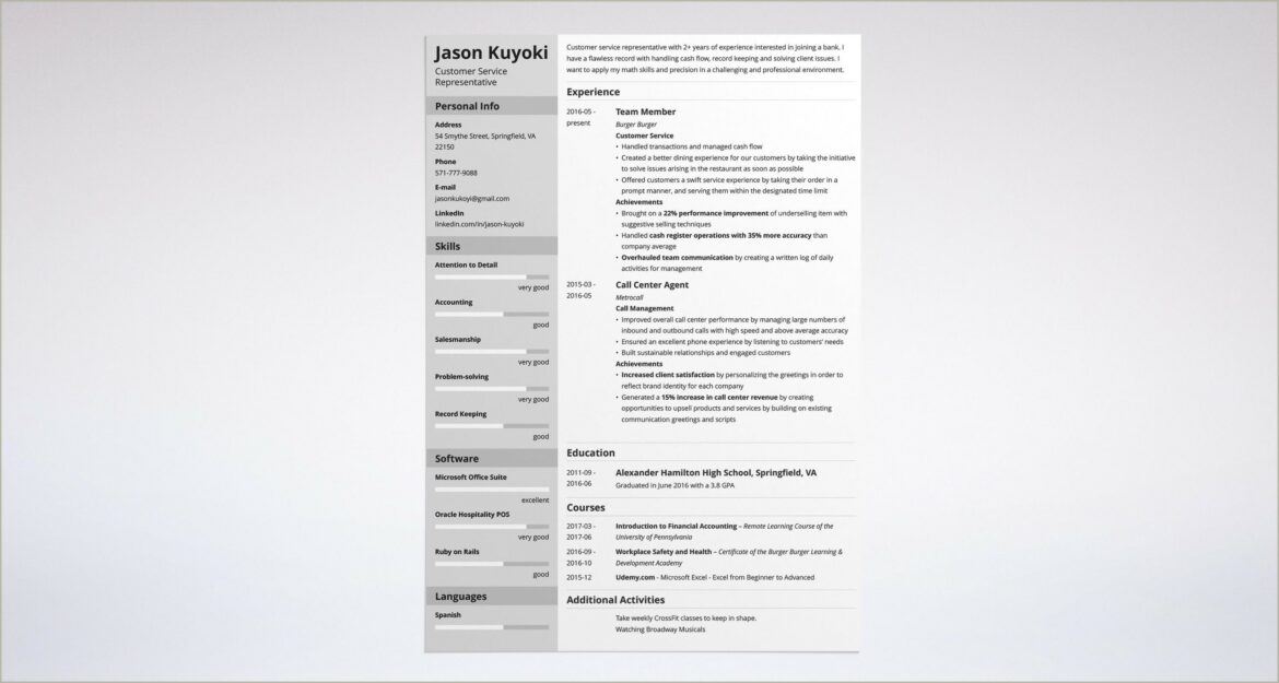 Sample Resume For Bank Jobs Freshe