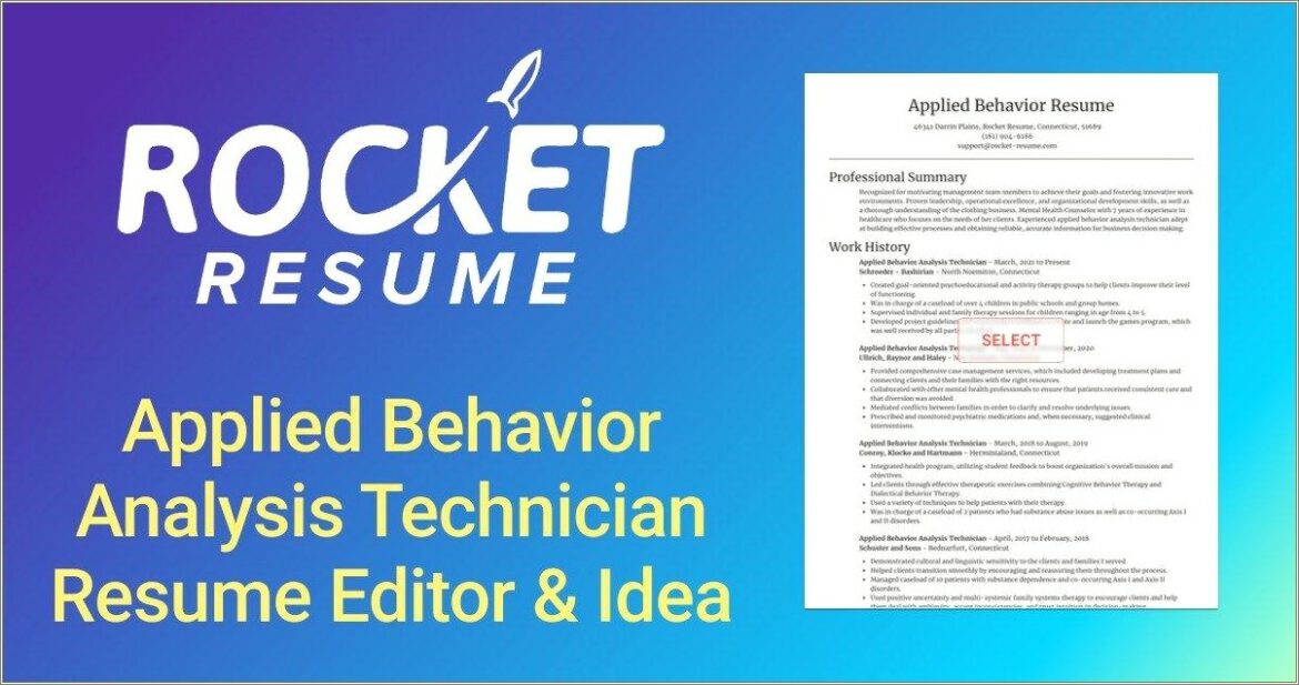 Sample Resume For Behavior Technician Aba