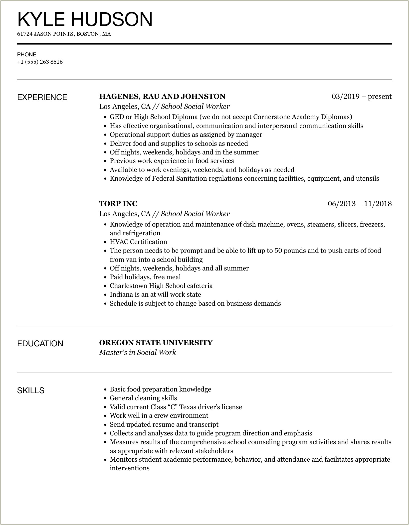 Sample Resume For Bsw Still In School