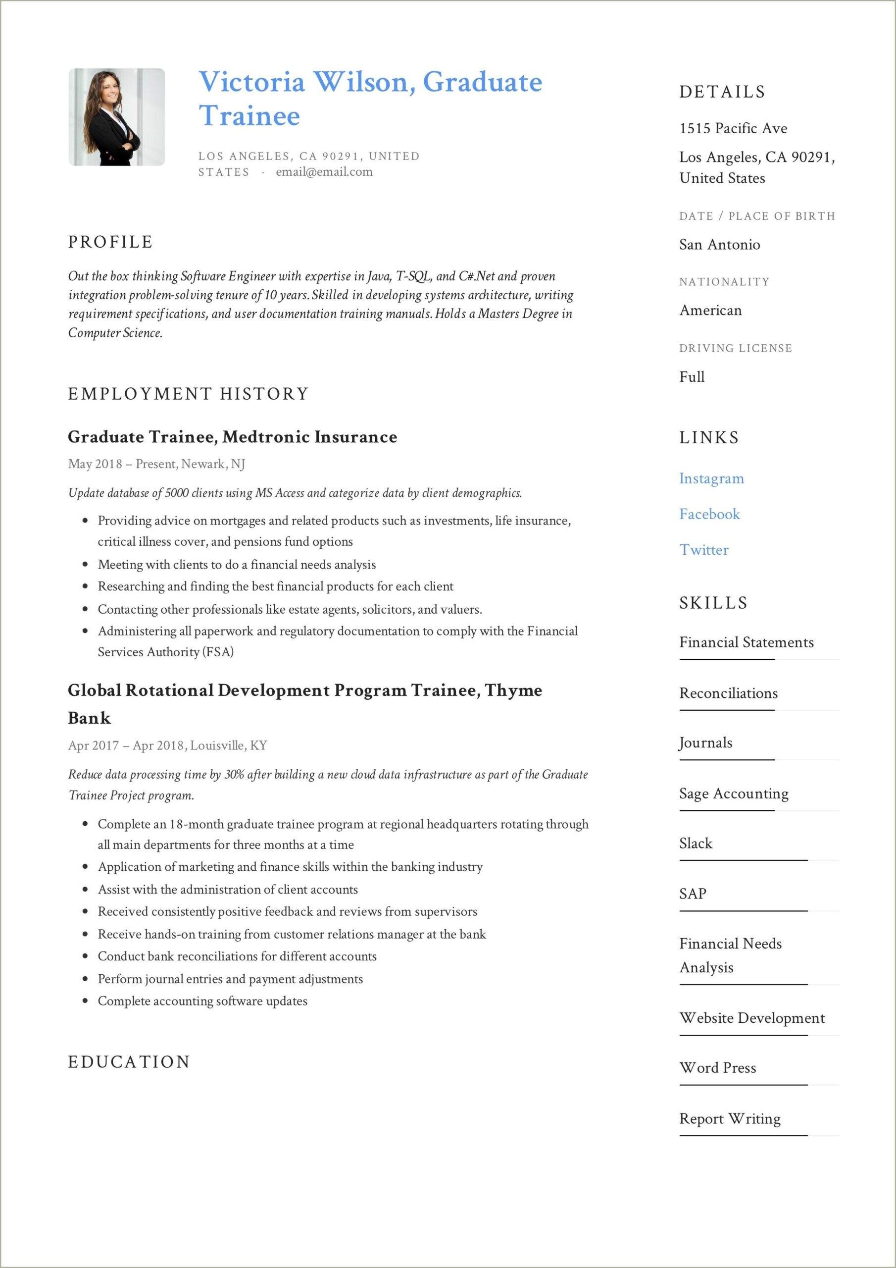 Sample Resume For Business Administration Fresh Graduate Pdf