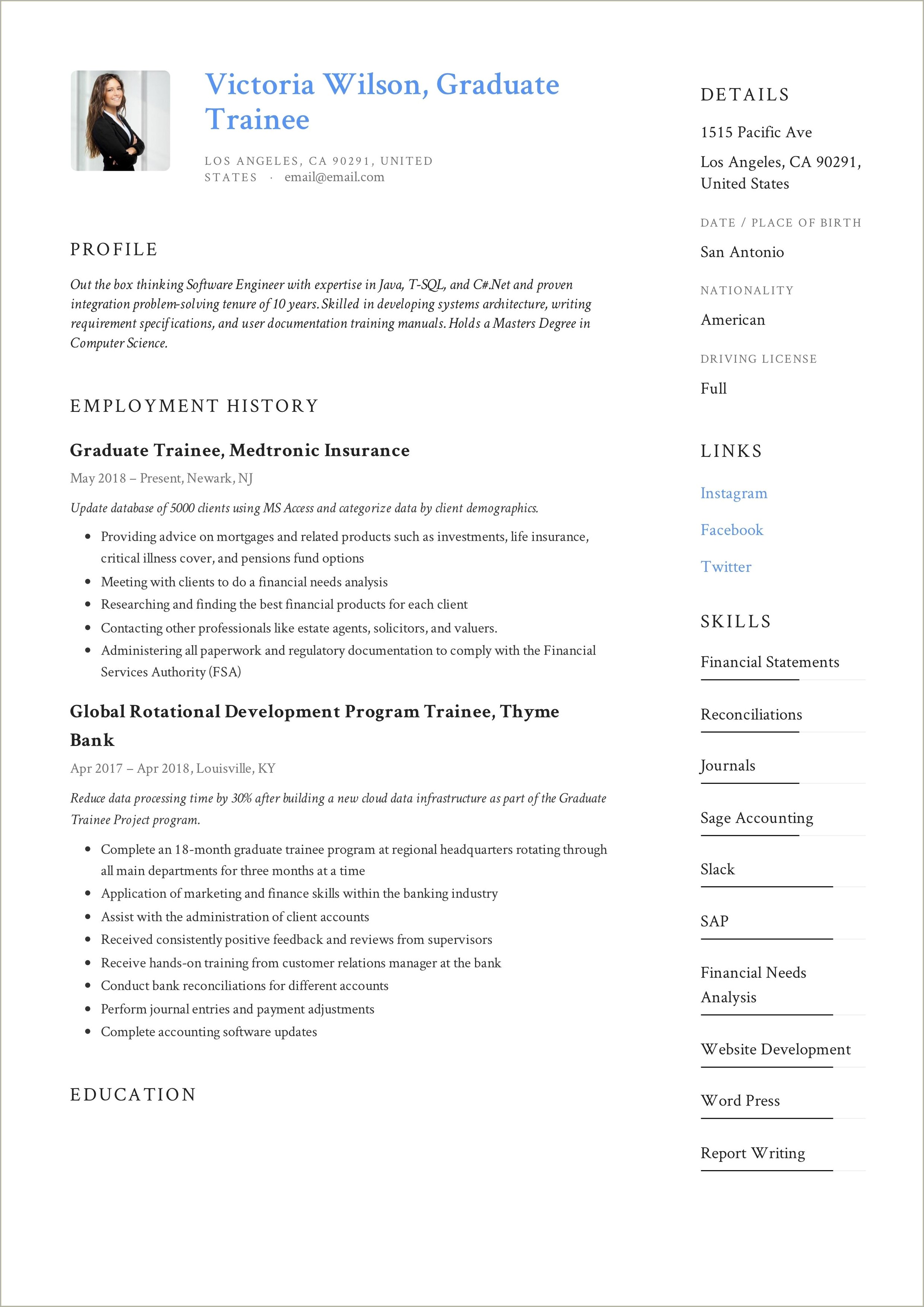 Sample Resume For Business Administration Fresh Graduate Pdf