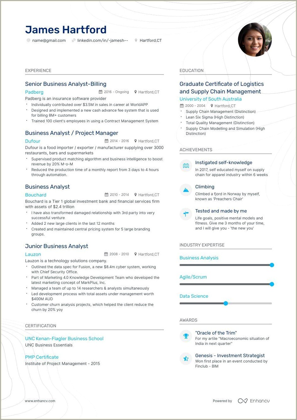 Sample Resume For Business Analyst In Finance