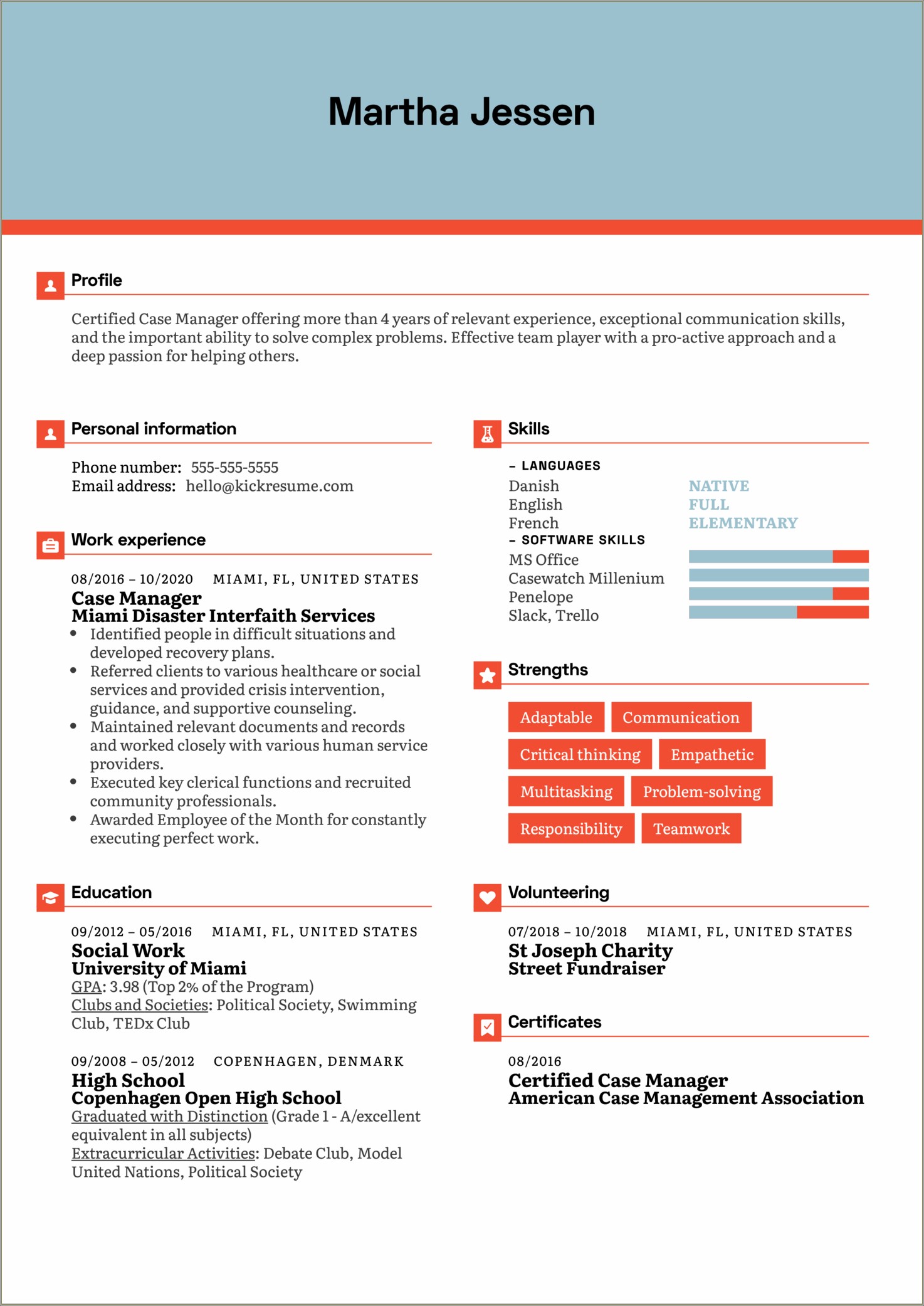 Sample Resume For Case Manager Social Work