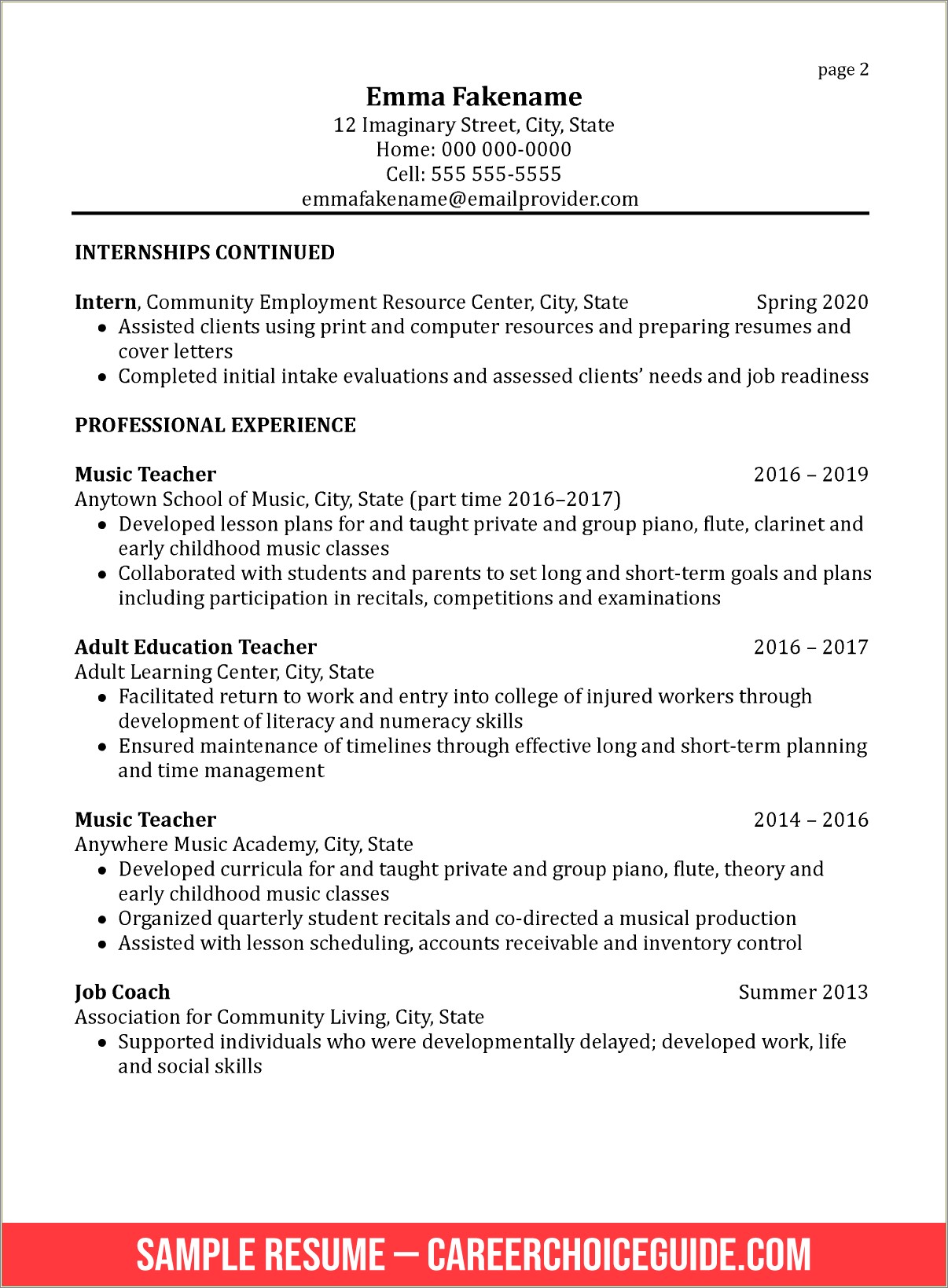 Sample Resume For Change In Career Template