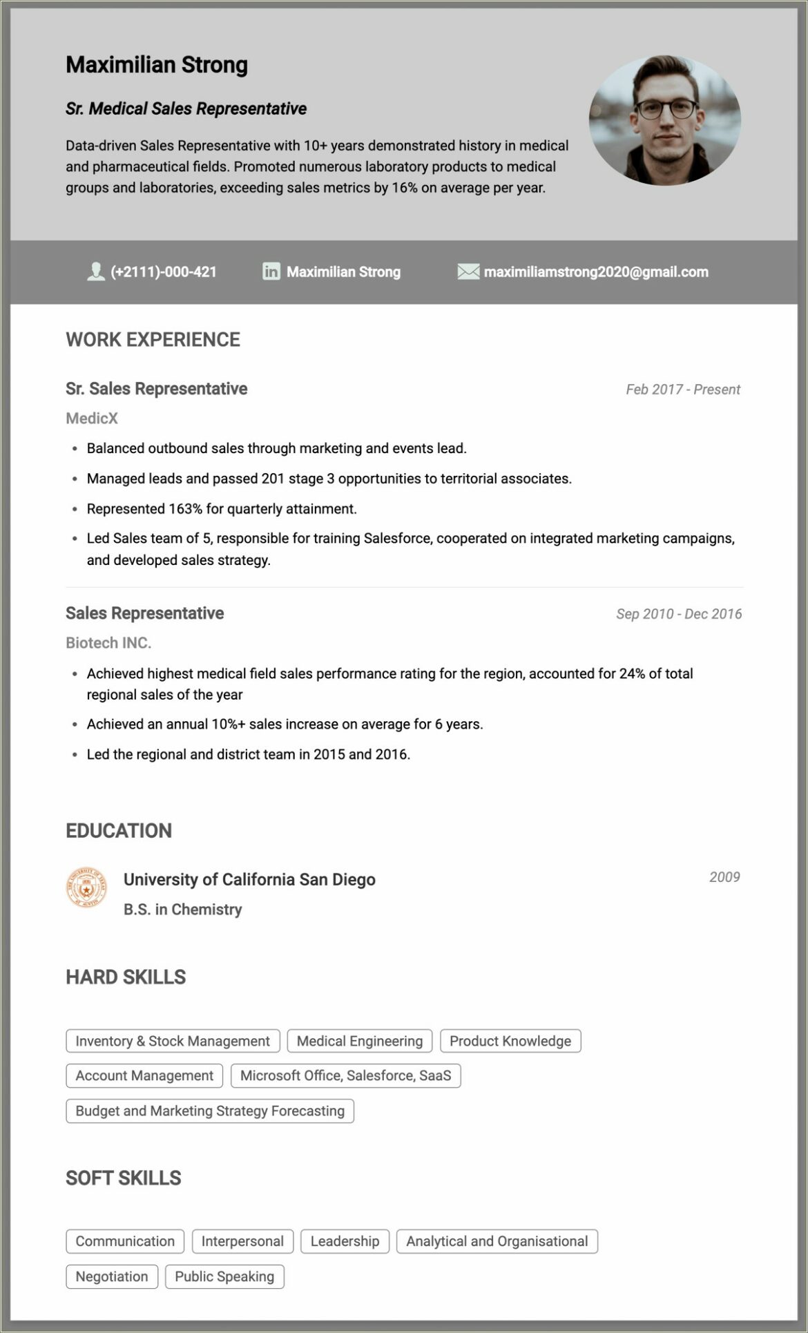 Sample Resume For Chemical Sales Representative