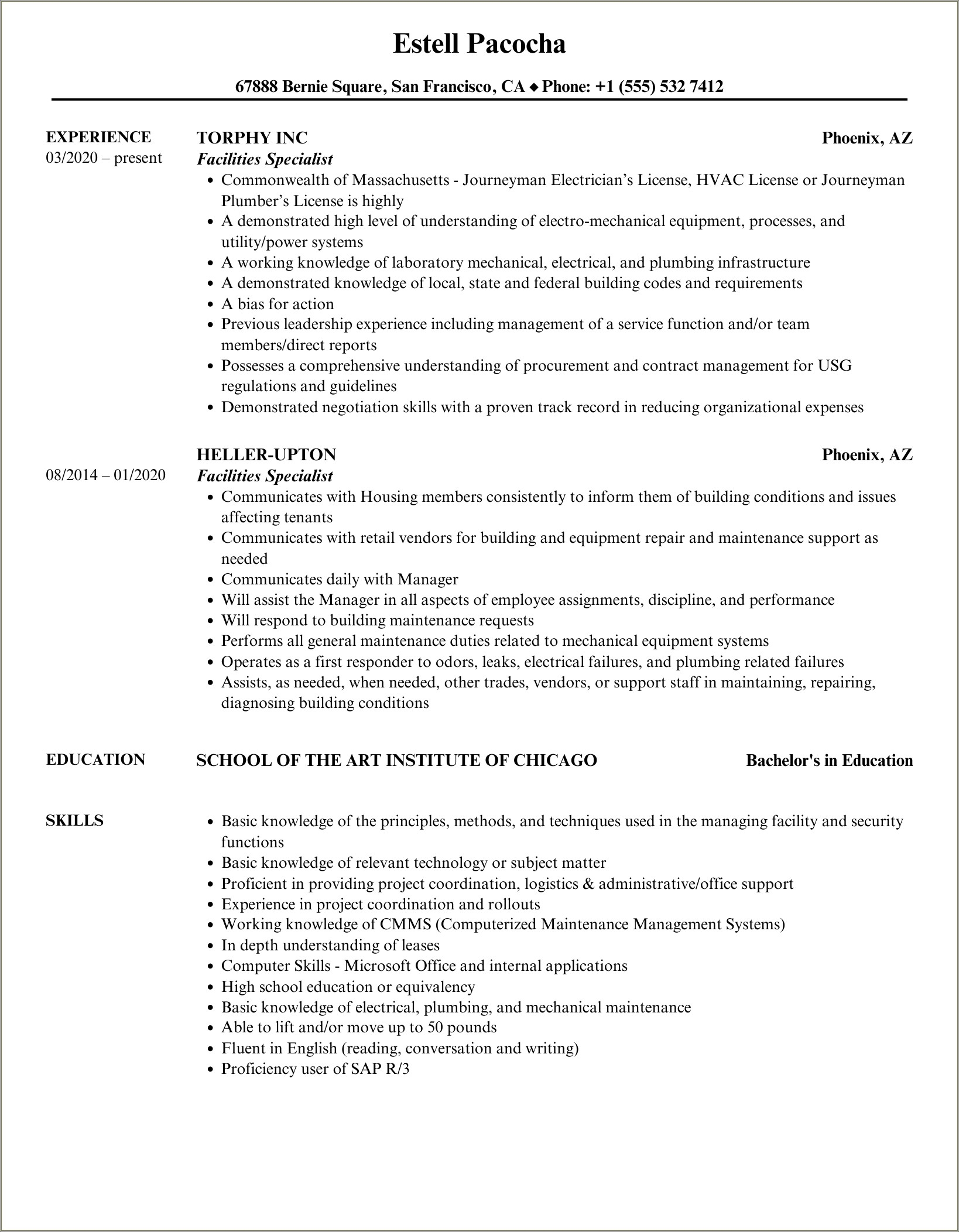 Sample Resume For Cremation View Specialist