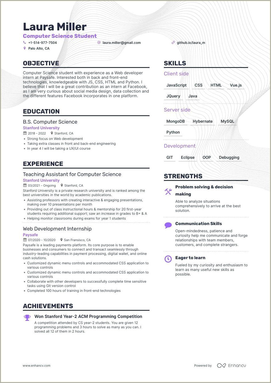 Sample Resume For Cs Management Trainee