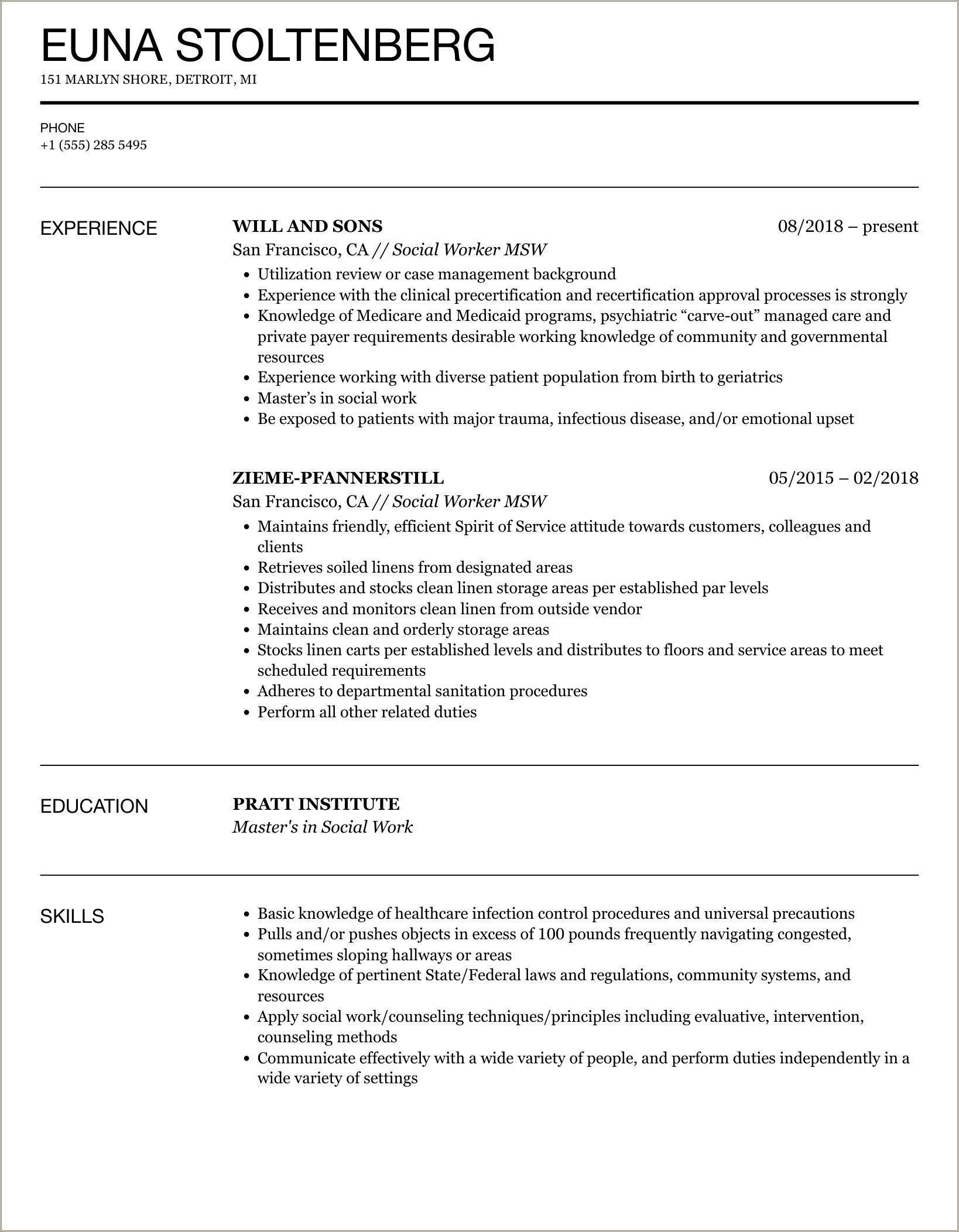 Sample Resume For Csulb Msw Application