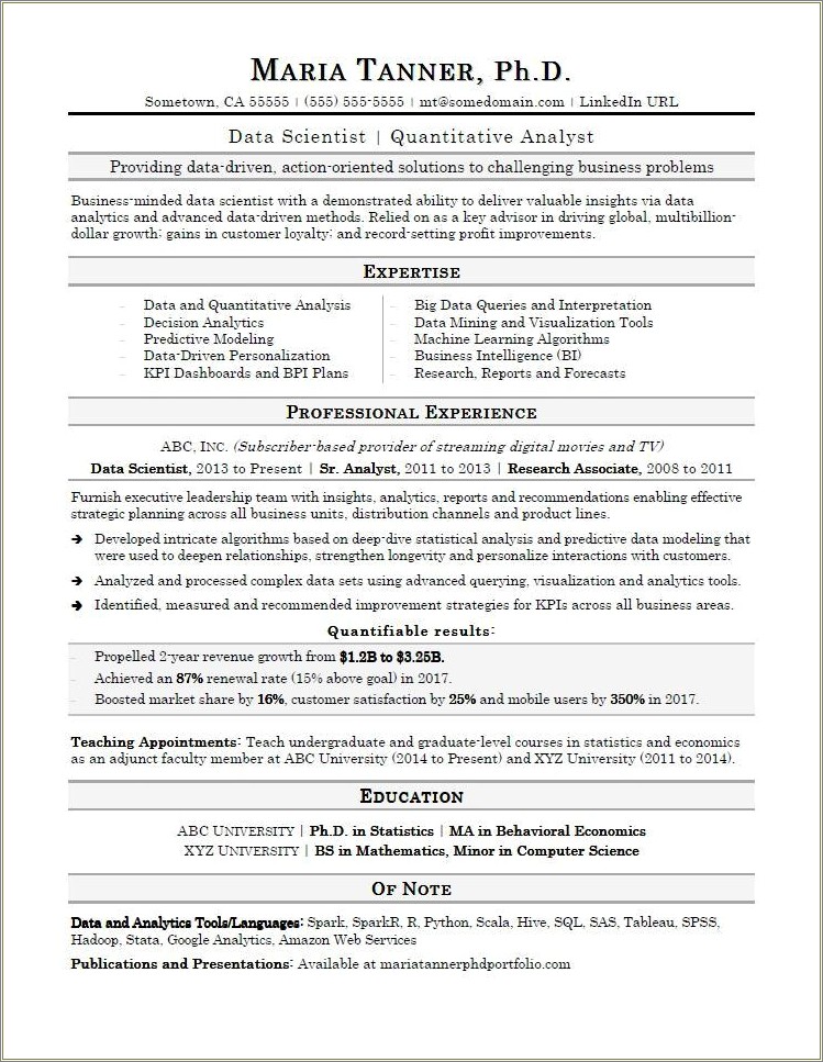 Sample Resume For Entry Level Data Analyst