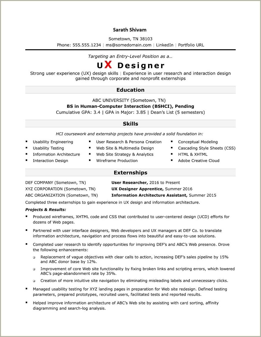 Sample Resume For Entry Level Graphic Designer