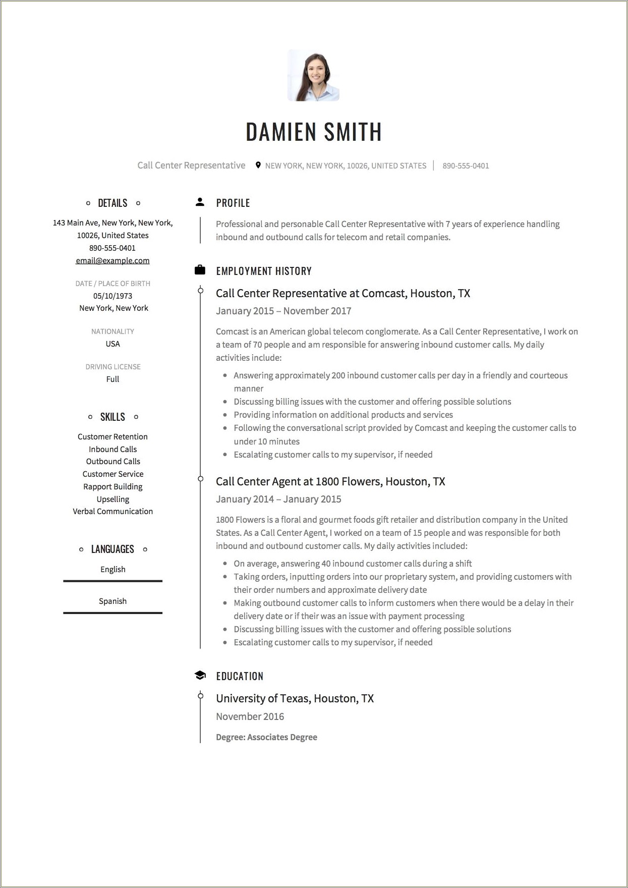 Sample Resume For Entry Level Non Voice Representative