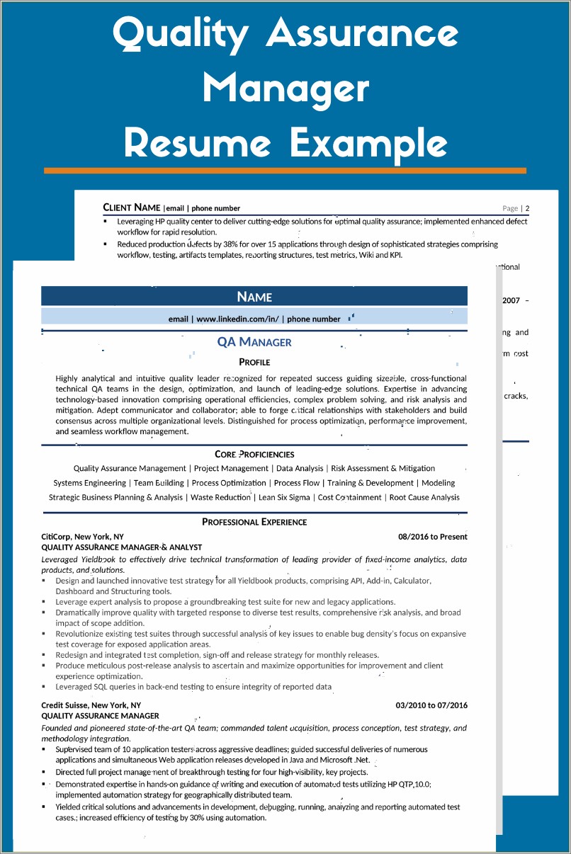 Sample Resume For Entry Quality Assurance