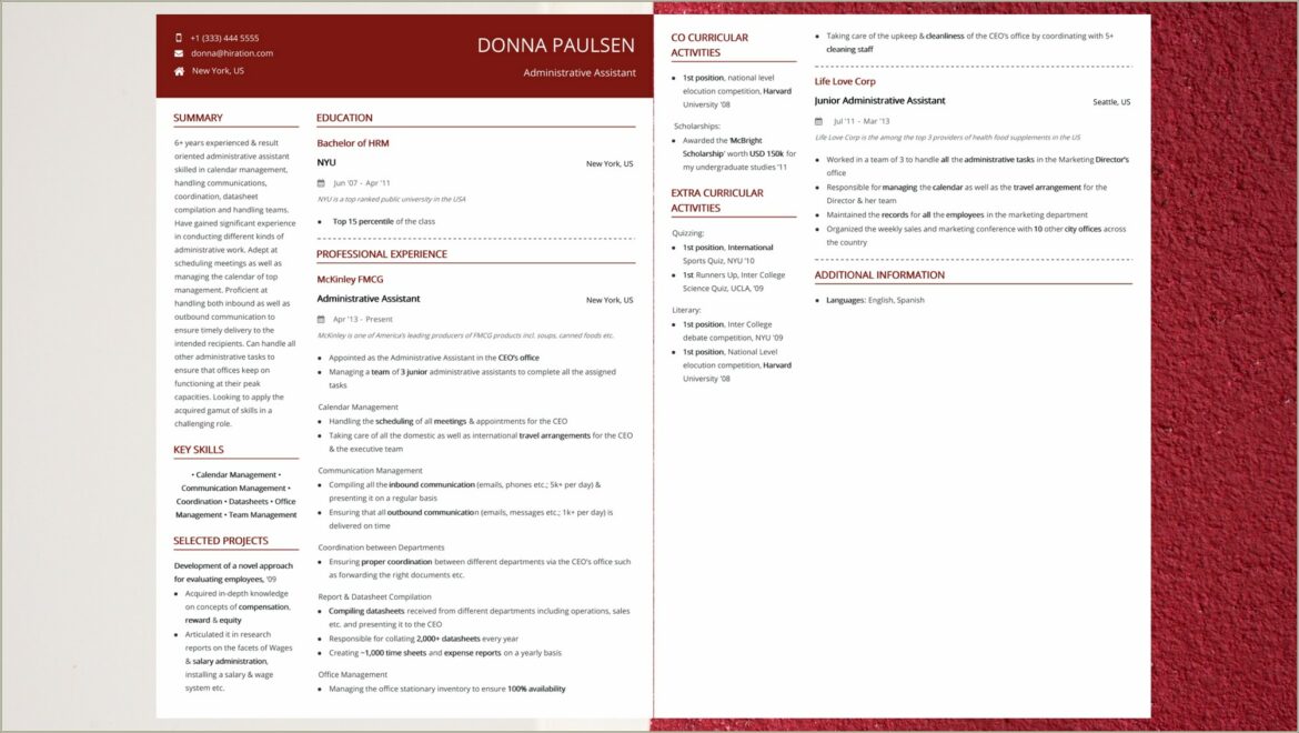 Sample Resume For Executive Assistant And Multitasking