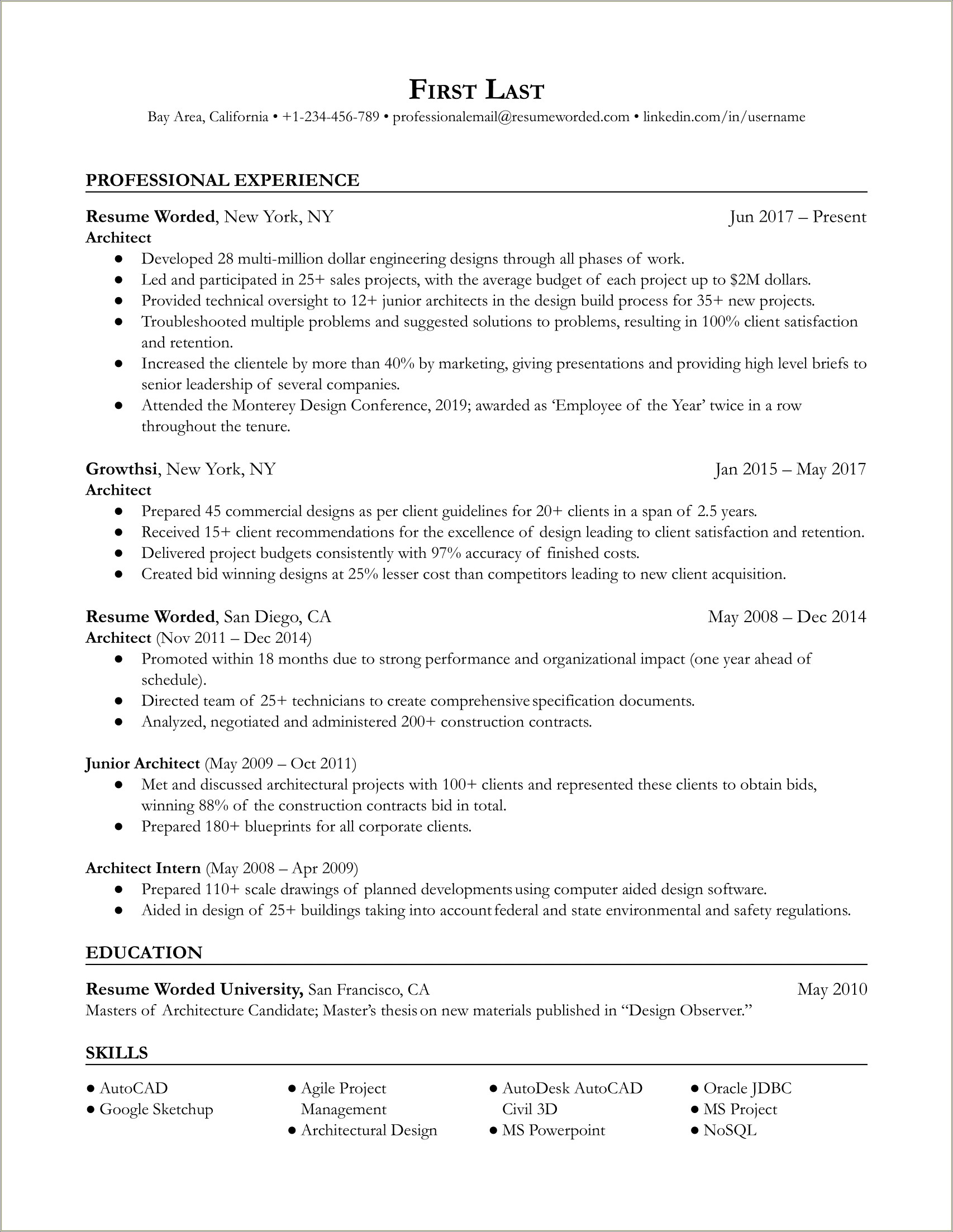 Sample Resume For Field Civil Technician