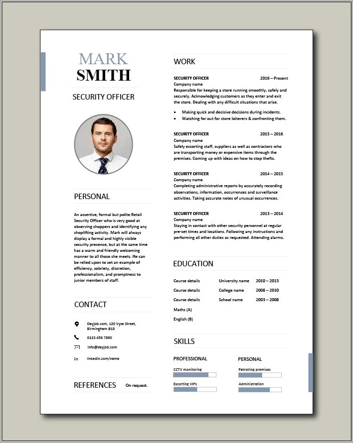 Sample Resume For Fire And Safety Officer Fresher