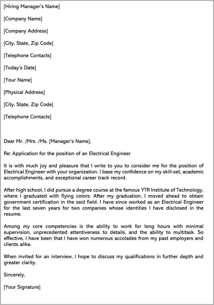Sample Resume For Fresh Graduate Electrician