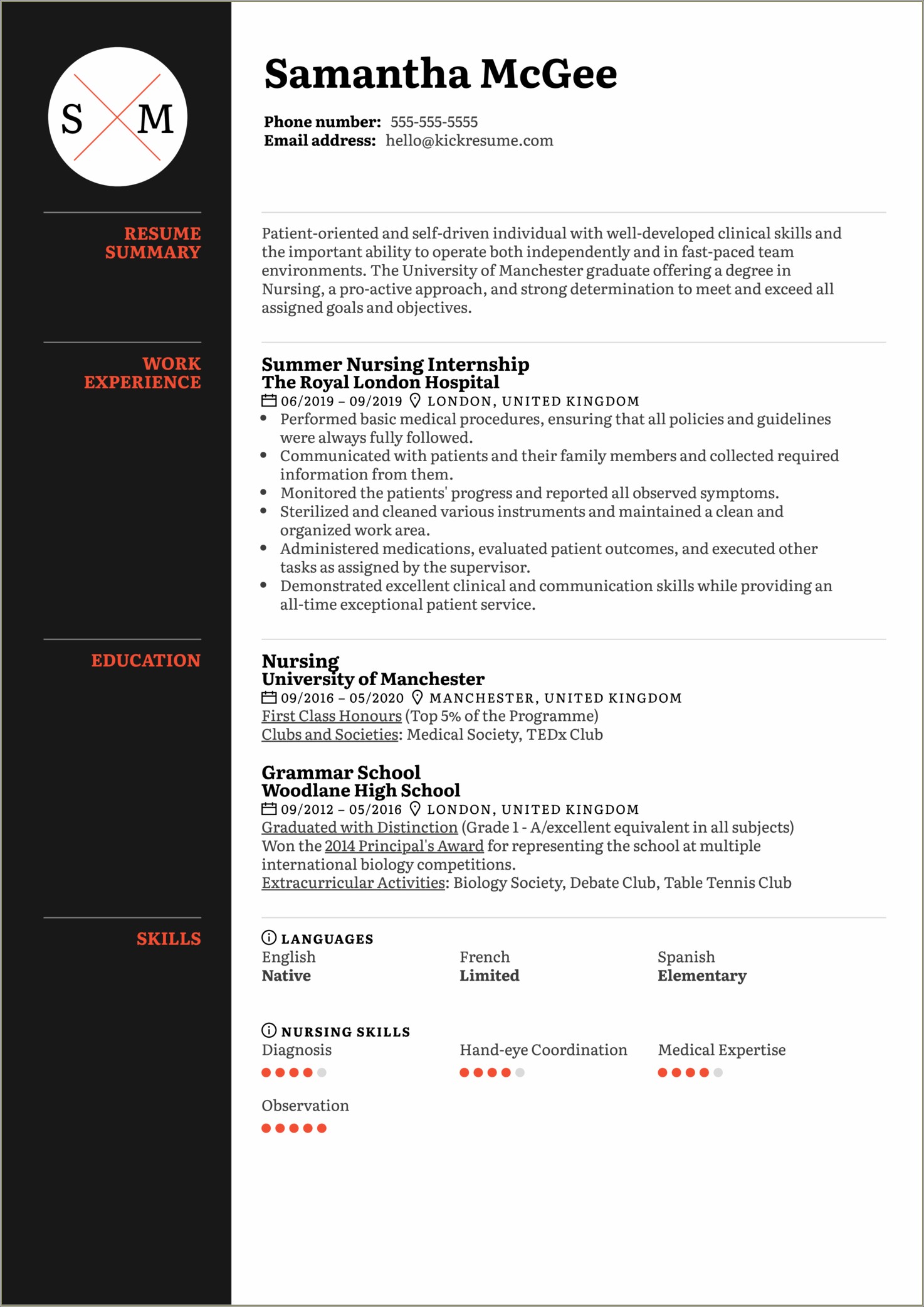 Sample Resume For Fresh Graduate Nursing Student